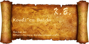 Kovács Balda névjegykártya